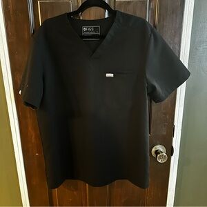 Figs 2 Pocket Scrub Top Mens Large Black